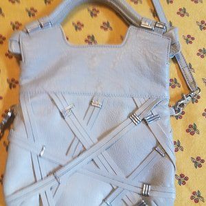 Foley And Corinna Grey Leather Fold over Crossbody Purse